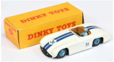 Dinky Toys 133 Cunningham racing Car - White body with blue stripes, tan interior with light blue...