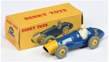 Dinky Toys 23H  Ferrari Racing Car - Blue, yellow  nose and rigid hubs and racing No.5