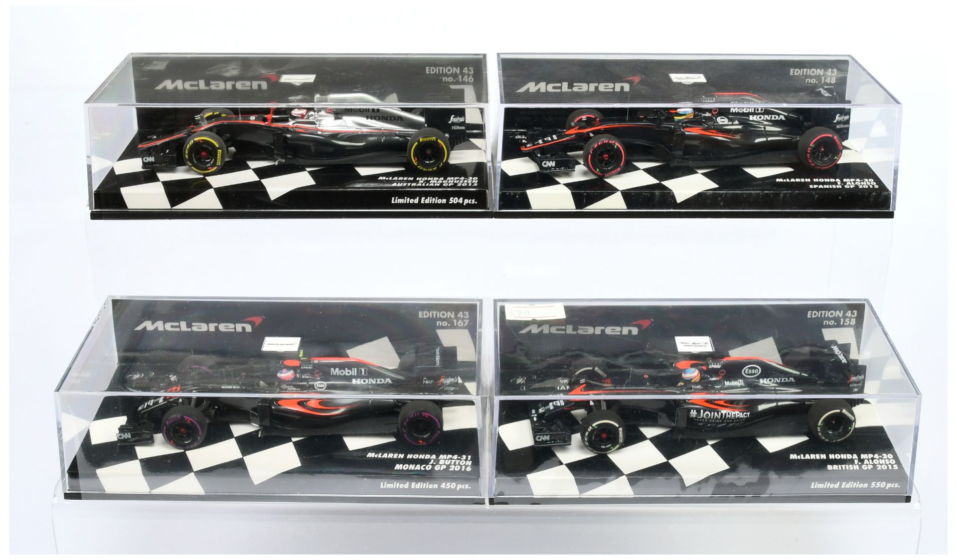 Minichamps (1/43rd) Group Of 4 Mclaren's  - (1) 530 154320 MP4-30 (2) 537 154114 MP4-30, (3) 533 ...