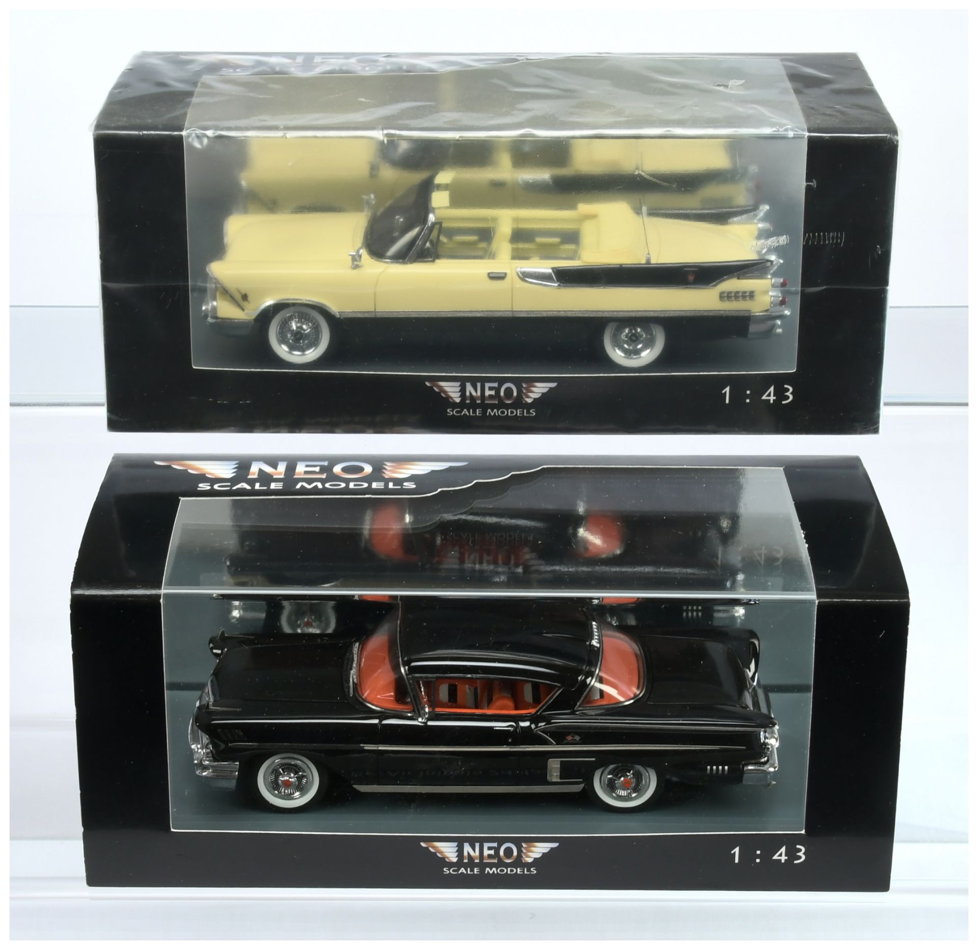 NEO (1/43rd) A Pair (1)  49502 Custom Royal Lancer Conver - Pale yellow and black and (2) 49512 B...