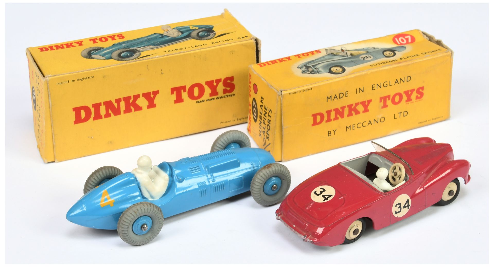 Dinky Toys 107 Austin Alpine Sports Car - Cerise body, grey interior, silver trim, light beige ri... - Image 2 of 2