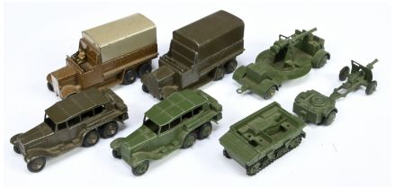 Dinky Toys Military Group Of 6 - To includes 151B Covered wagon - Brown another drab olive green,...