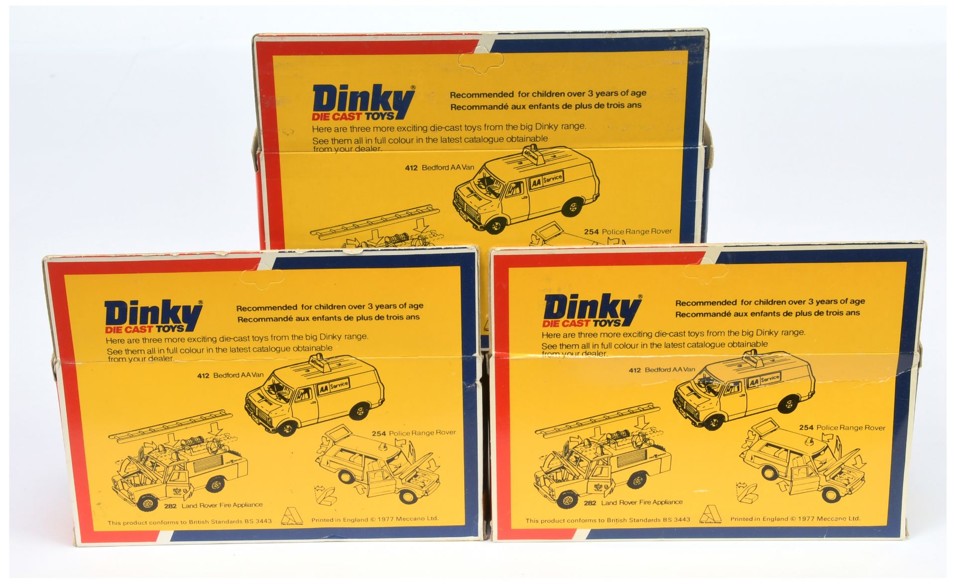 Dinky Toys 442 Land Rover Breakdown "Motorway Service" Truck Group Of 3 - (1) White, red doors, b... - Image 2 of 2