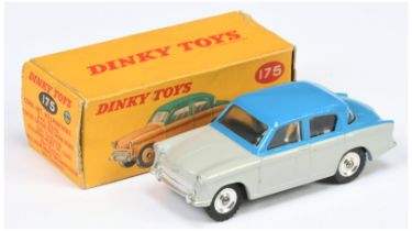 Dinky Toys 175 Hillman Minx Saloon - Two-Tone Mid-blue over grey, silver trim and spun hubs