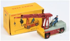 French Dinky Toys 50 Grue Salev (crane Truck) - Grey, maroon including jib and convex/concave hub...