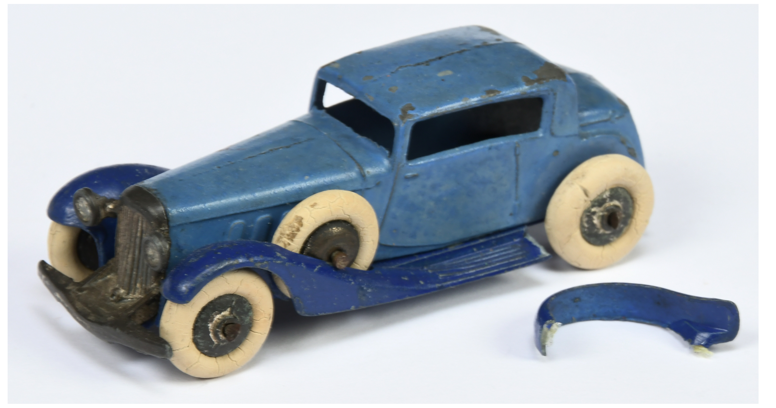 Dinky Toys Pre-War 24d (Type 2) Vogue - Blue body, Dark blue chassis and chrome hubs with white t...