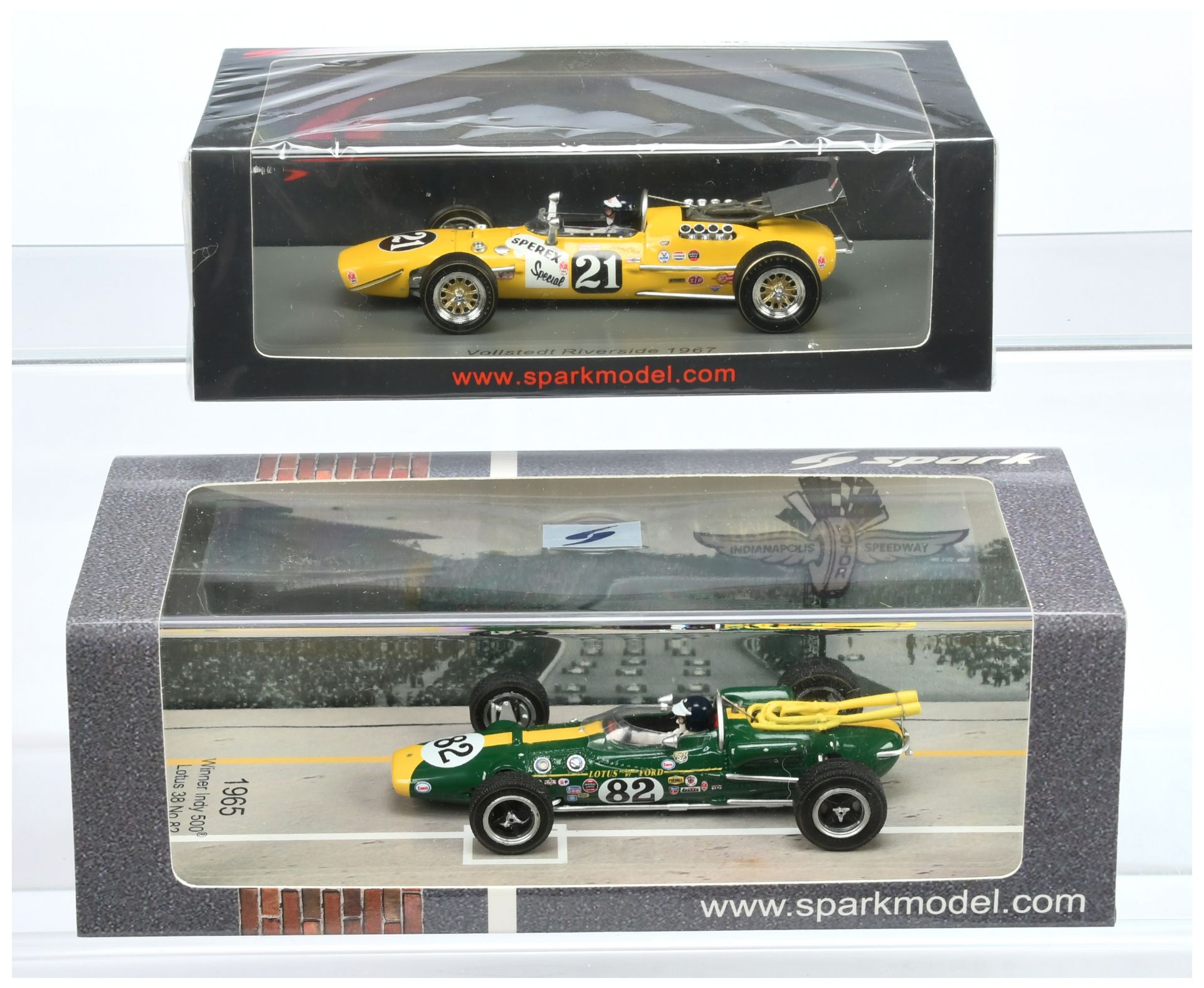 Spark Model (1/43rd) A Pair  - (1)S5771 Vollstedt Riverside 1967 and (2) 43IN65 Lotus 38 "Jim Clark"