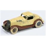 Dinky Toys Pre-War 24f (Type 2) Coupe - Cream body, brown chassis, black hubs with white tyres - ...