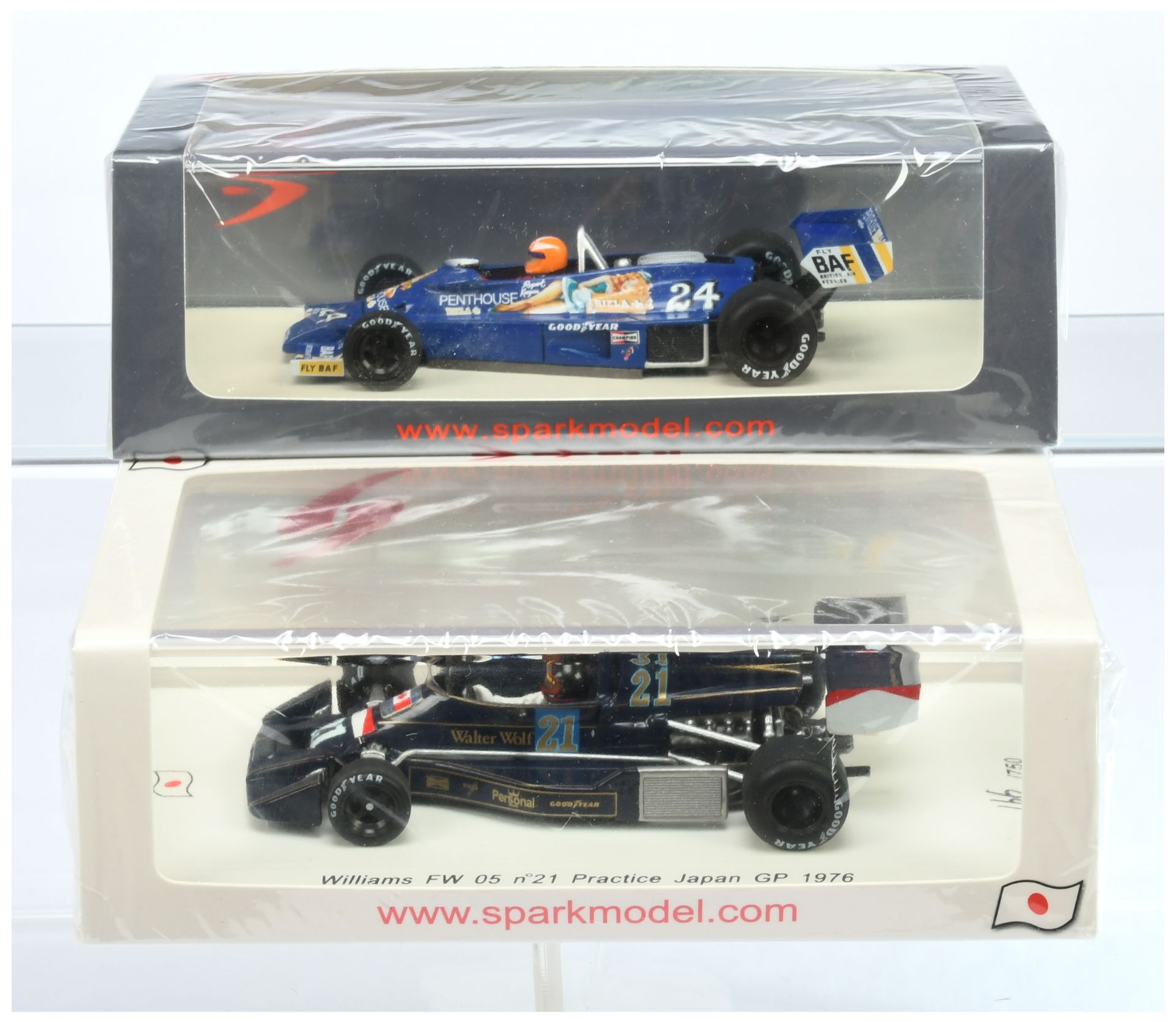 Spark Model (1/43rd) A Pair - (1) SJ020 Williams FW05 "japan" GP 1976 and (2) S2233 Hesketh 308E ...
