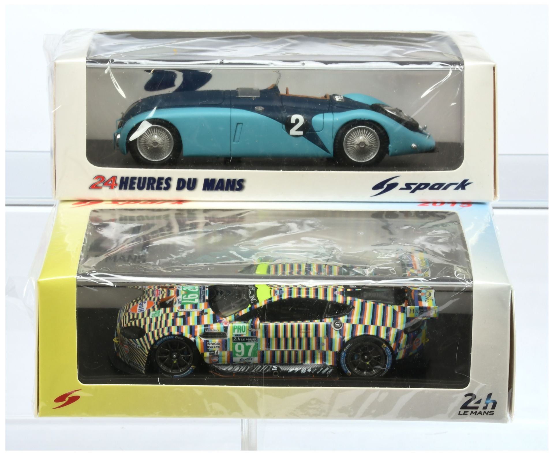 Spark Model (1/43rd) A Pair - (1) 43LM37 Bugatti 57G "Le Mans" 1937 and (2) S4666 Aston Martin Va...