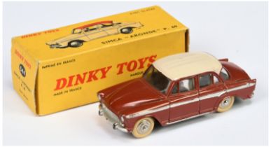 French Dinky Toys 544 Simca Aronde P60 Saloon - Reddish-Brown body, off white roof, silver trim a...