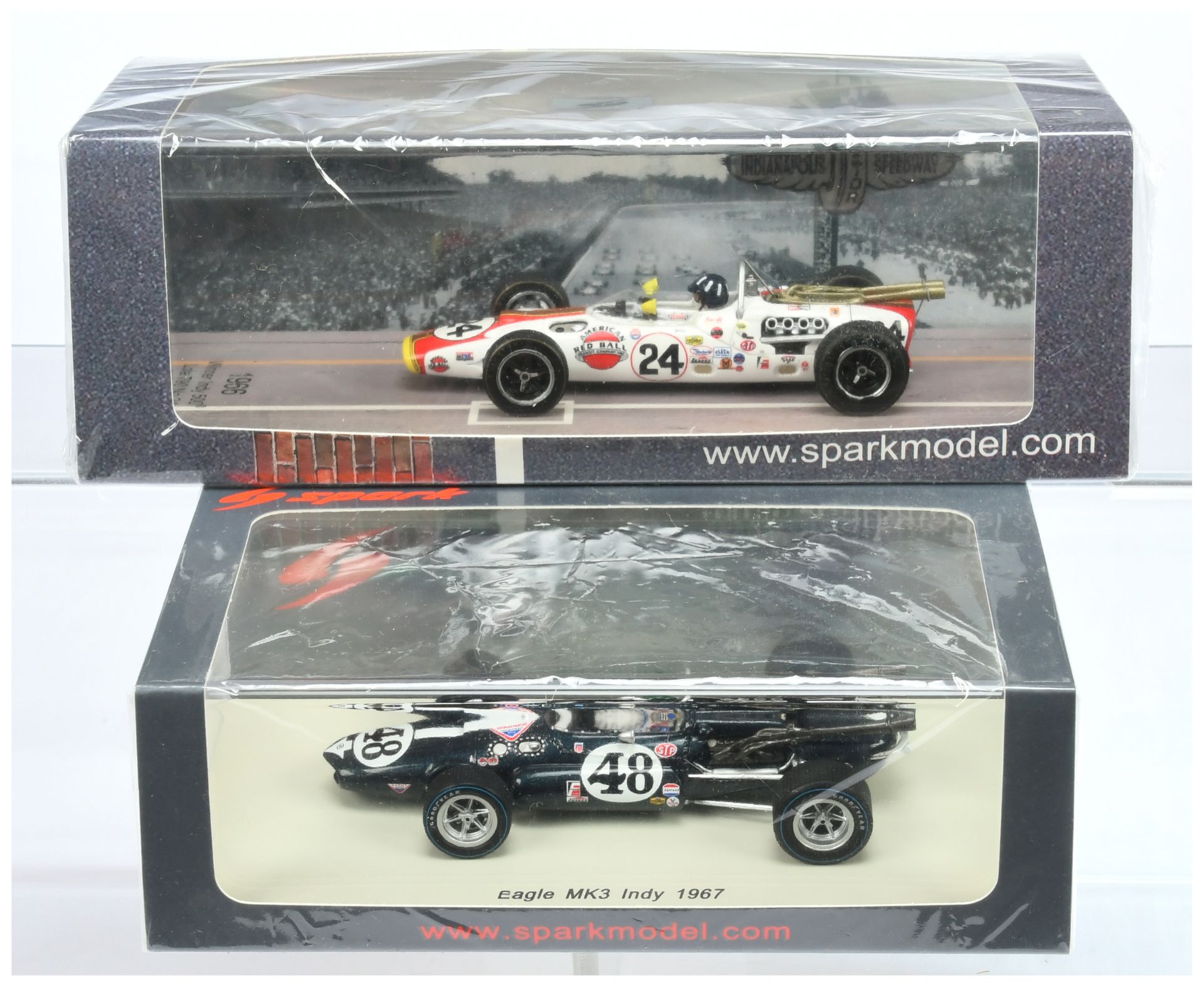 Spark Model (1/43rd) A Pair - (1) S4256 Eagle MK3 "Indy" 1967 and (2) 43IN66 Lola T90 "Indy 500" ...