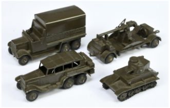 Dinky Toys Military Group Of 4 - (1) 151B Covered Wagon, (2) 152A - Light Tank, (3) 152B Reconnai...