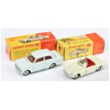 Dinky Toys 113 MGB Sports Car - Off white body, red interior with figure, silver trim and spun hu...