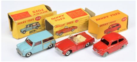 Dinky Toys Group To Include (1) 112 Austin Healey Sprite - Red, (2) 183 Fiat 600 Saloon - Red and...