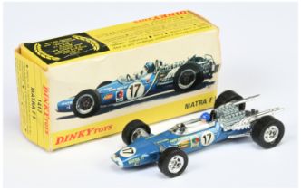French Dinky Toys 1417 Matra F1 racing Car - Blue body, white front flash with decals applied