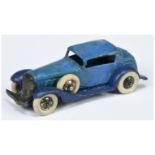 Dinky Toys Pre-War 24d (Type 2) Vogue - Blue body, Dark blue chassis and chrome hubs with white tyre