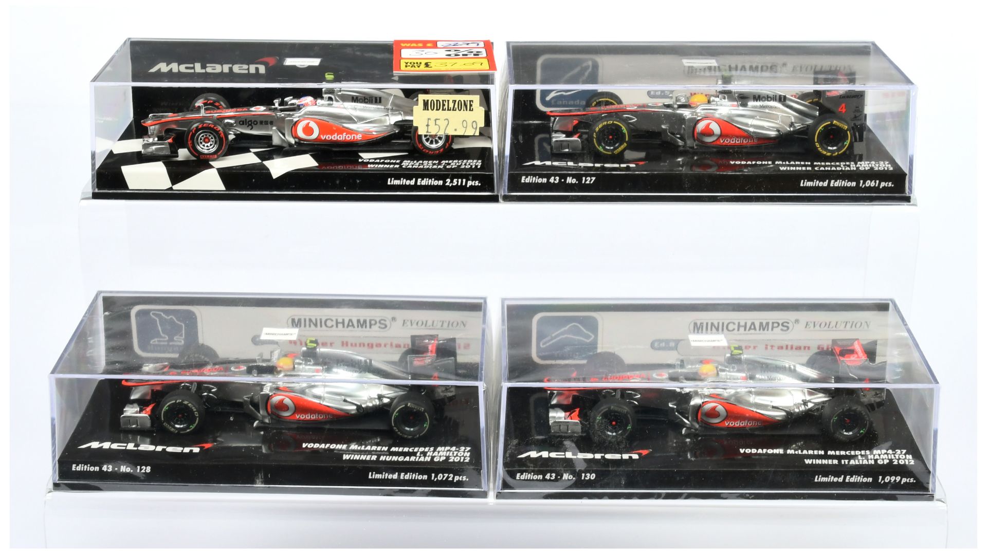 Minichamps (1/43rd) Group Of 4 Mclaren's  - (1) 537 124324 MP4-27 (2) 537 124314  MP4-27, (3) 537...