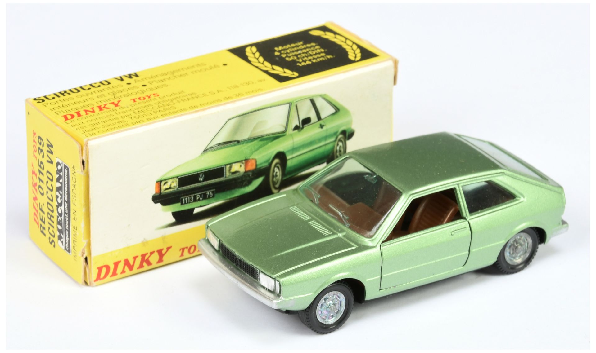 Spanish Dinky Toys 011539 Volkswagen Sirocco - Metallic Green, brown interior, silver trim and ca...