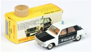 Spanish Dinky Toys 1450 Simca 1500 "Police" Car - Black & White, blue roof light, tan interior an...