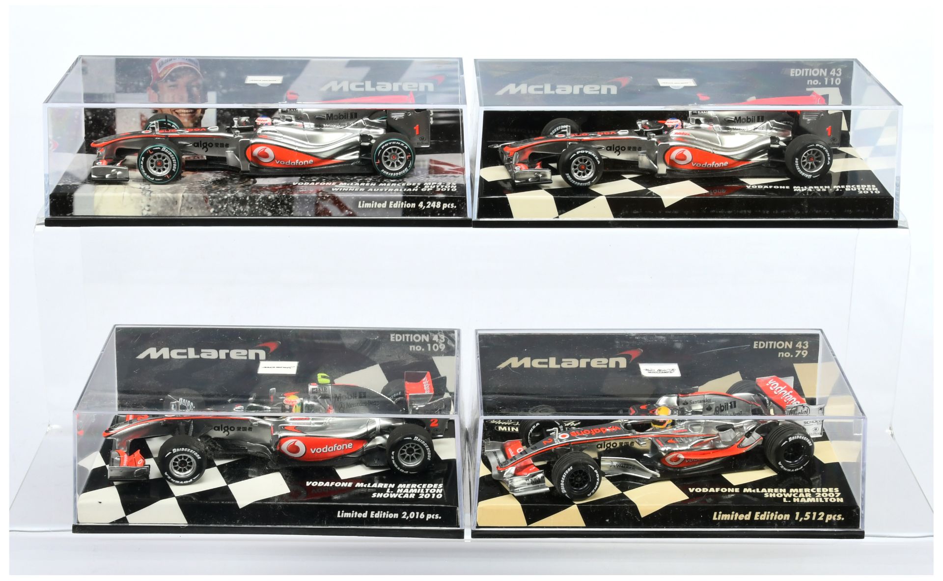 Minichamps (1/43rd) Group Of 4 Mclaren's  - (1) 530 104311 MP4-25 (2) 530 104301 MP4-25, (3) 530 ...