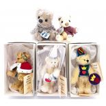 Artist designed miniature teddy bears x 5