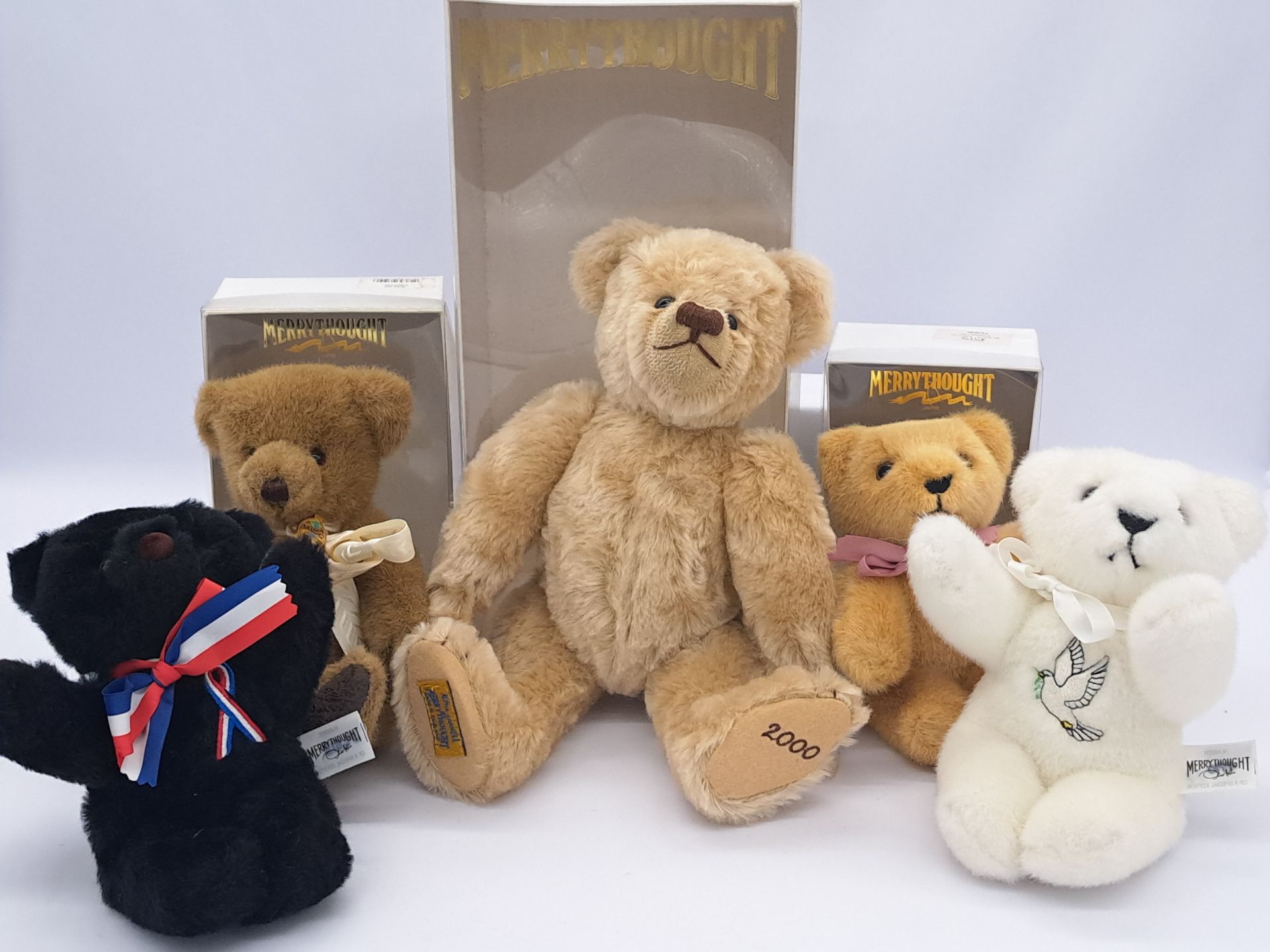 Merrythought collection of five teddy bears