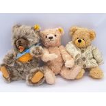 Steiff trio of bears: (1) Zotty; (2) Harry (no suitcase); (3) Georgina