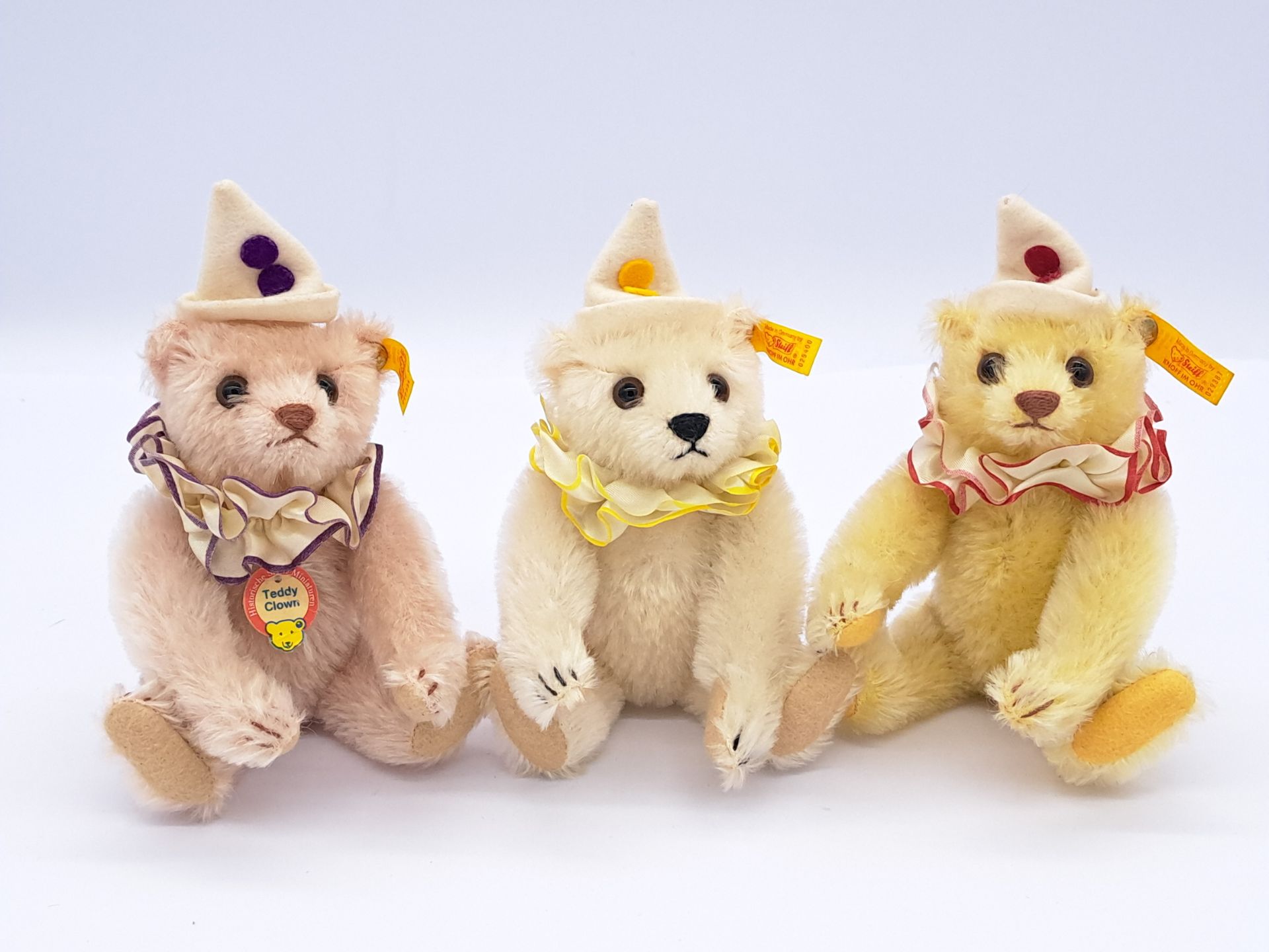 Steiff trio of Historic Miniatures clown teddy bears