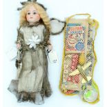 German wax over composition shoulder head antique angel doll