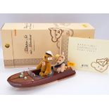 Steiff teddy bear set with motor boat