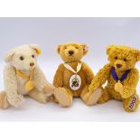 Steiff trio of bears: (1) The Millennium Bear, (2) The Golden Jubilee Bear, (3) 150 Anniversary Bear