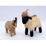 Steiff pair of vintage mohair animals: (1) Snucki ram; (2) Chamois Buck