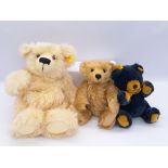 Steiff trio of teddy bears: (1) Mr. Cinnamon; (2) Classic 2001 bear; (3) Little Evening Star