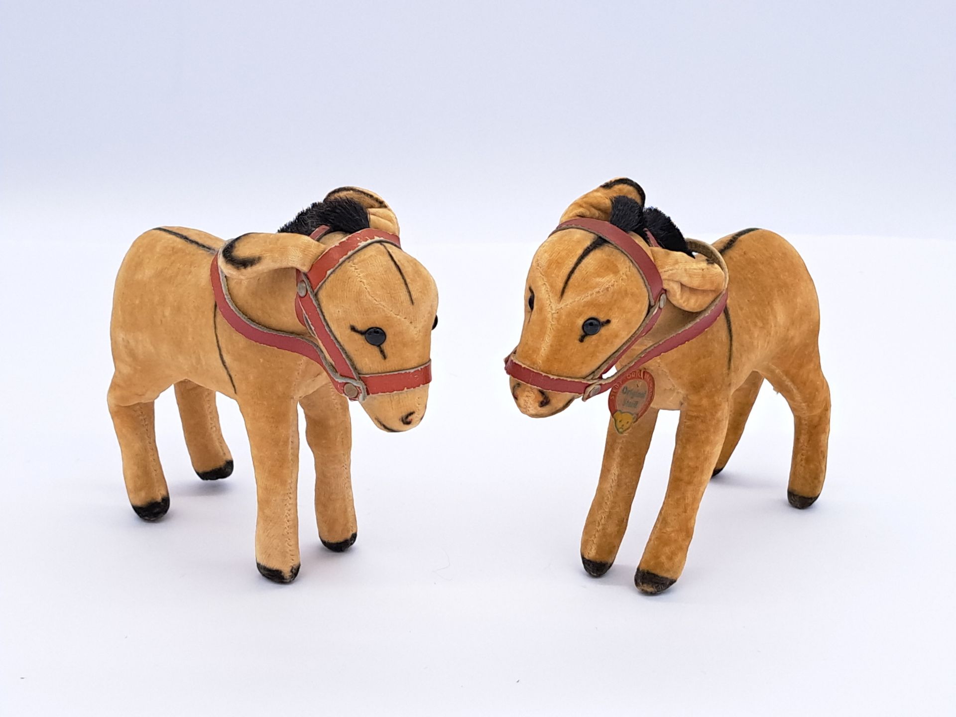 Steiff pair of velveteen donkeys