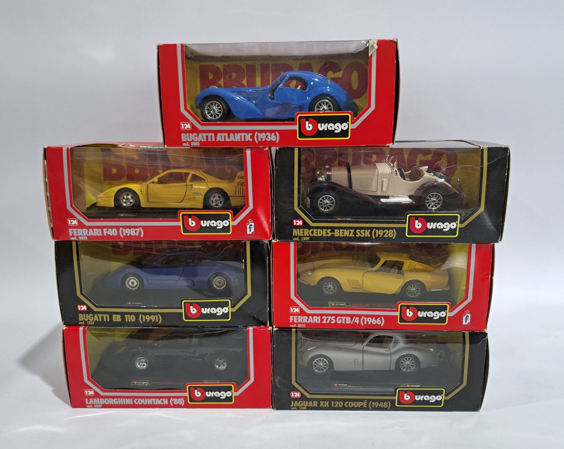 Bburago 1:24 scale, a boxed group of cars