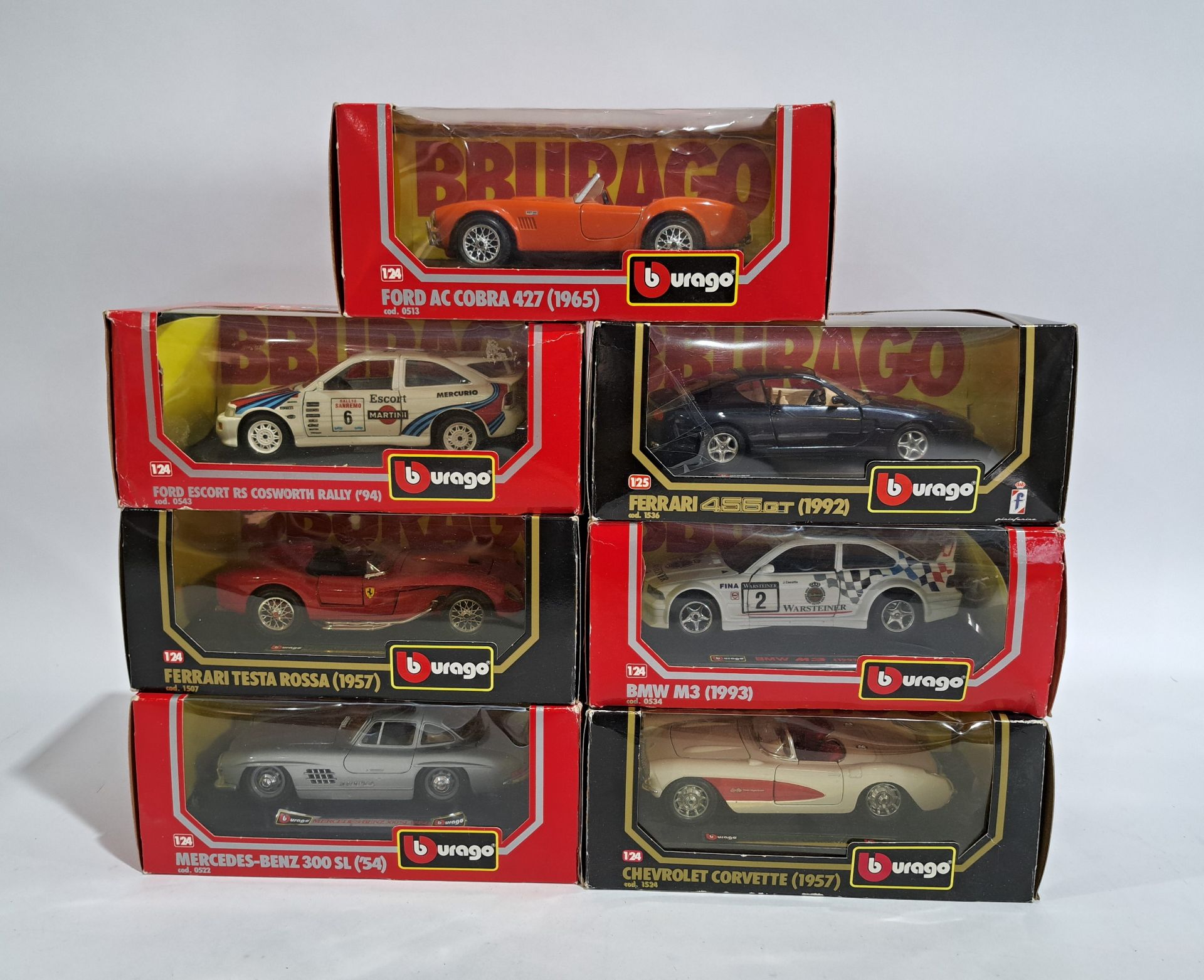 Bburago 1:24 scale, a boxed group of cars