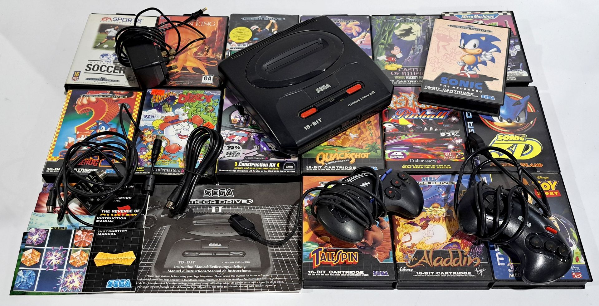 Sega Megadrive II Games Console, controllers & games