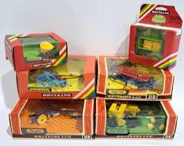 Britains Tractor Accessories 9539, 9563, 9541, 9546 & 9538, a boxed group