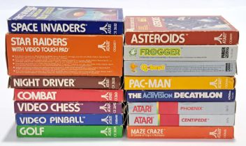 Atari, a boxed group of retro Atari electronic game cartridges