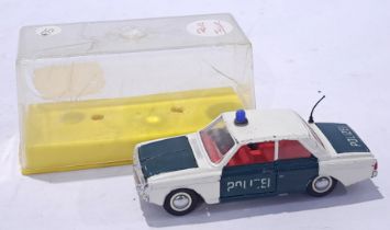 Dinky 261 Ford Taunus "Police" Car - finished in white, green, red interior, blue roof-light, chr...