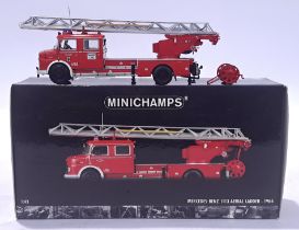 Minichamps Mercedes Benz 1113 Aerial Ladder 1966 - red, silver ladder, 1/43rd scale - Near Mint i...