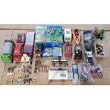 Playmobil, a mostly unboxed group of vehicles, figures and accessories