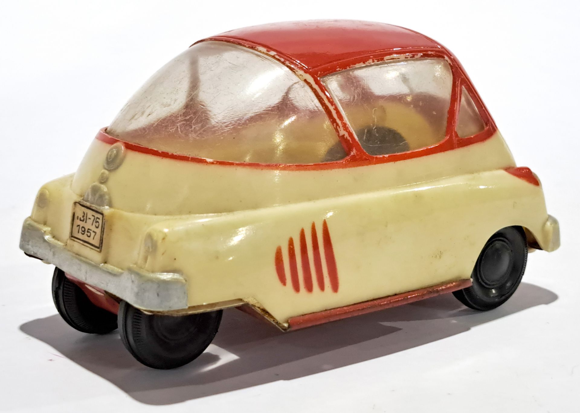 Unconfirmed maker, (possibly CH Clim Hermanos) vintage 1957 Isetta friction powered plastic car  - Image 2 of 2