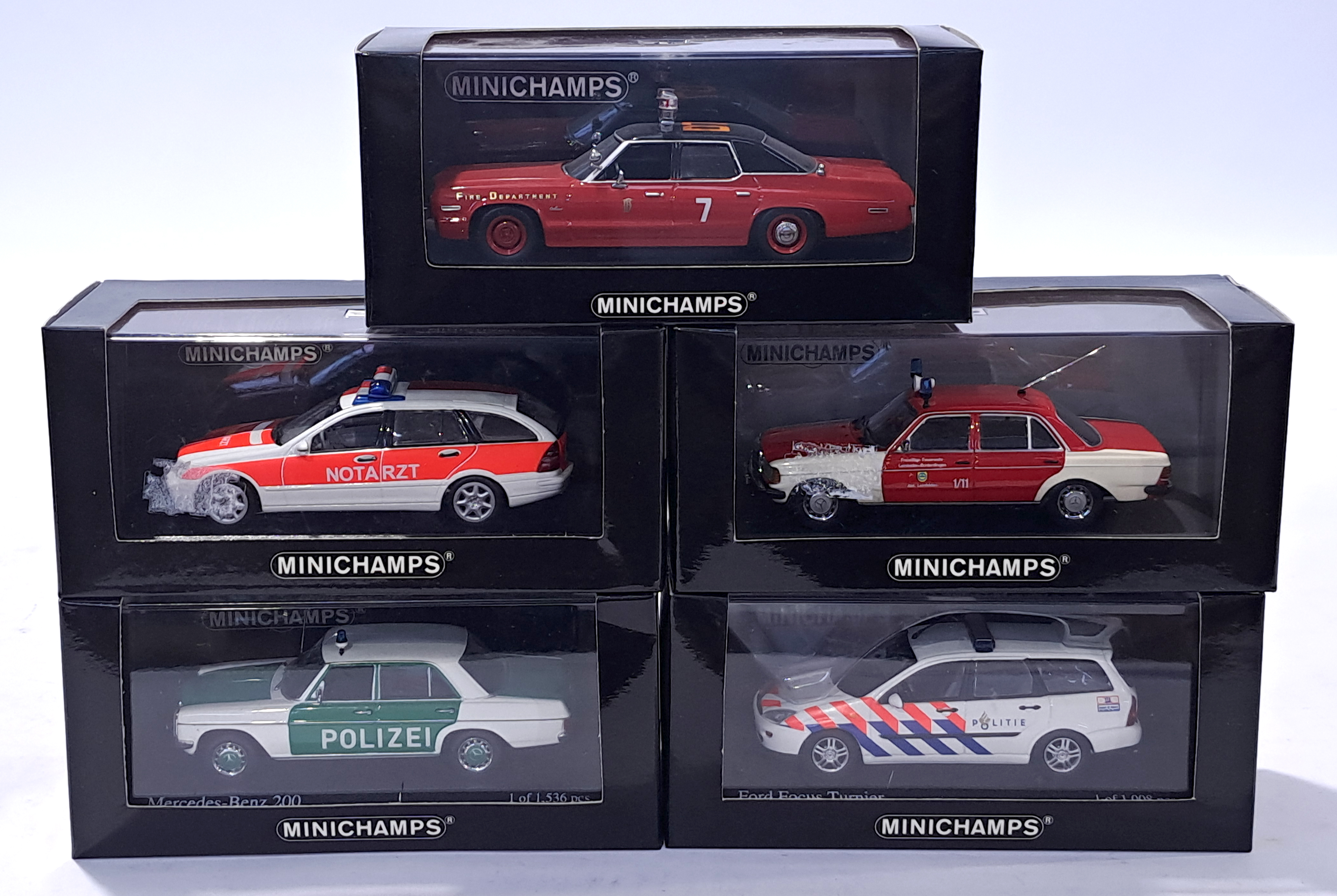 Minichamps a mixed group of 1/43 scale Police Vehicles. Conditions generally appear Near Mint in ...