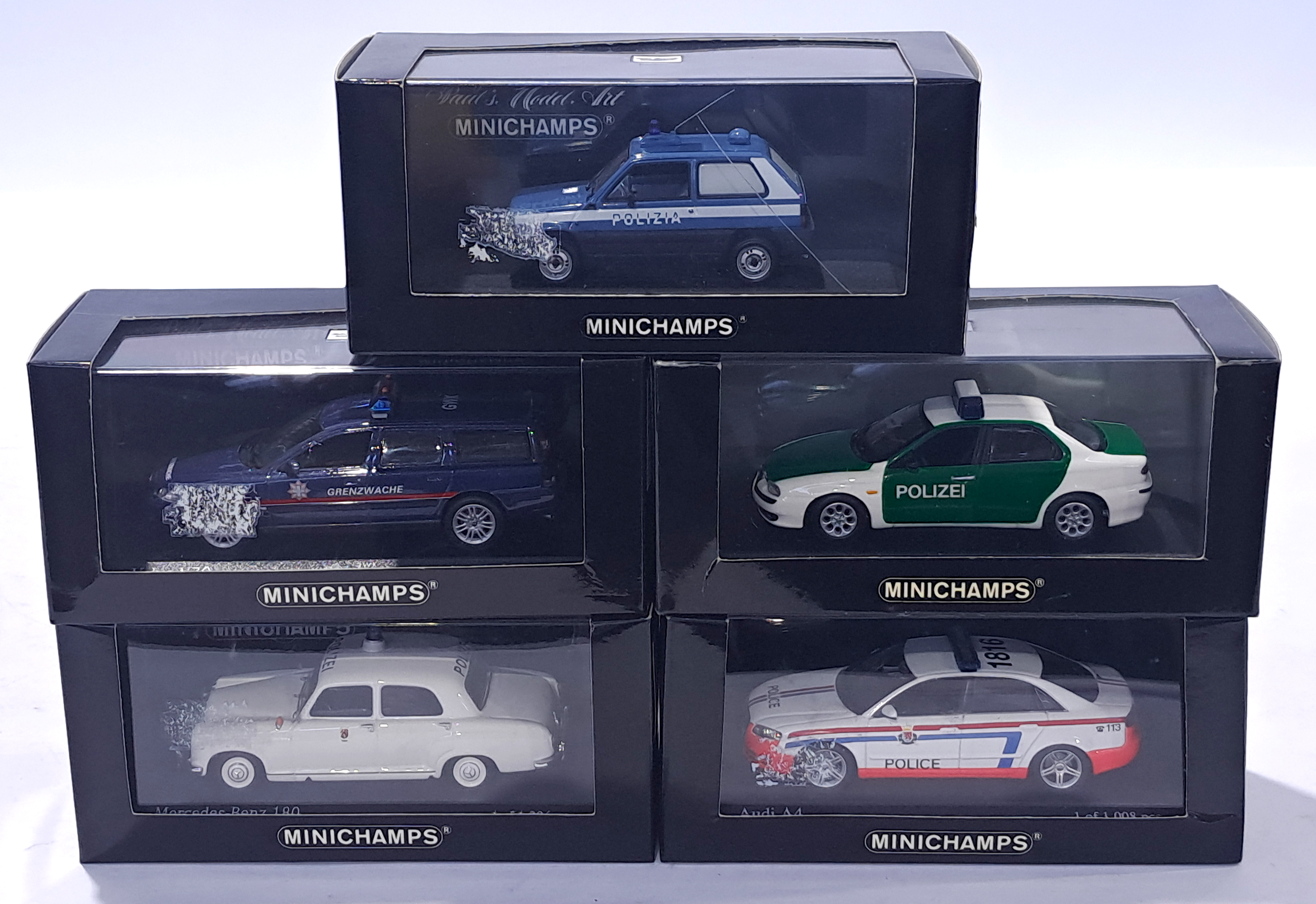 Minichamps a mixed group of 1/43 scale Police Vehicles. Conditions generally appear Near Mint in ...