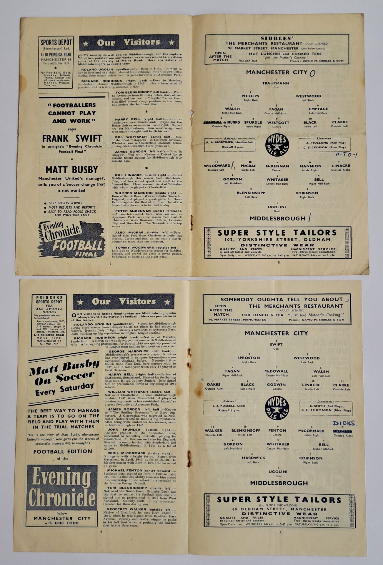 Middlesbrough FC Early mainly 1940's Vintage Away Football Programmes - Image 5 of 7