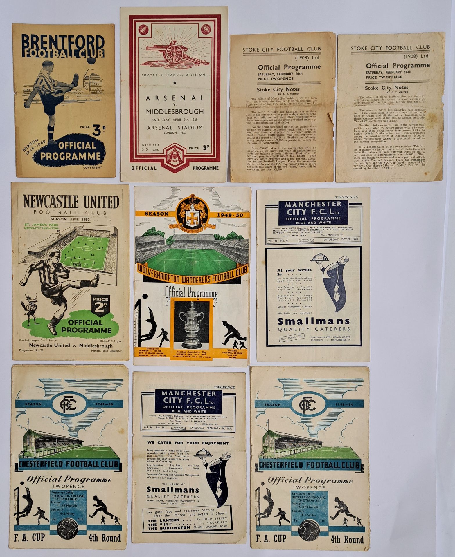 Middlesbrough FC Early mainly 1940's Vintage Away Football Programmes