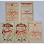 Liverpool V Middlesbrough 1940s & early 1950s Vintage Football Programmes.