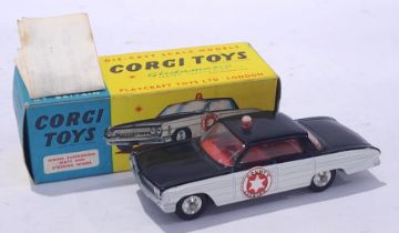 Corgi 237 Oldsmobile "County Sheriff" Car - two-tone black, white, red interior, silver trim, spu...